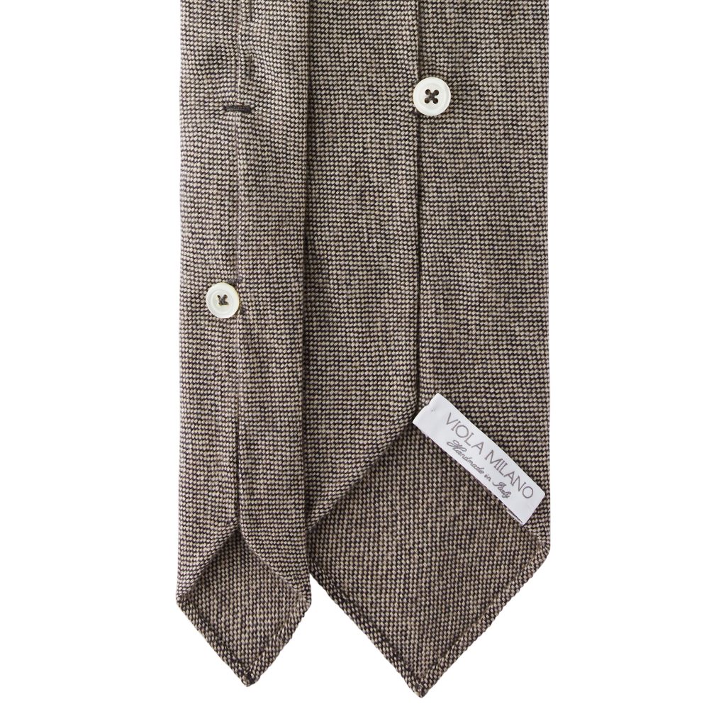 Solid 7-fold Handrolled 100% Cashmere Tie - Dark Sand - Viola Milano