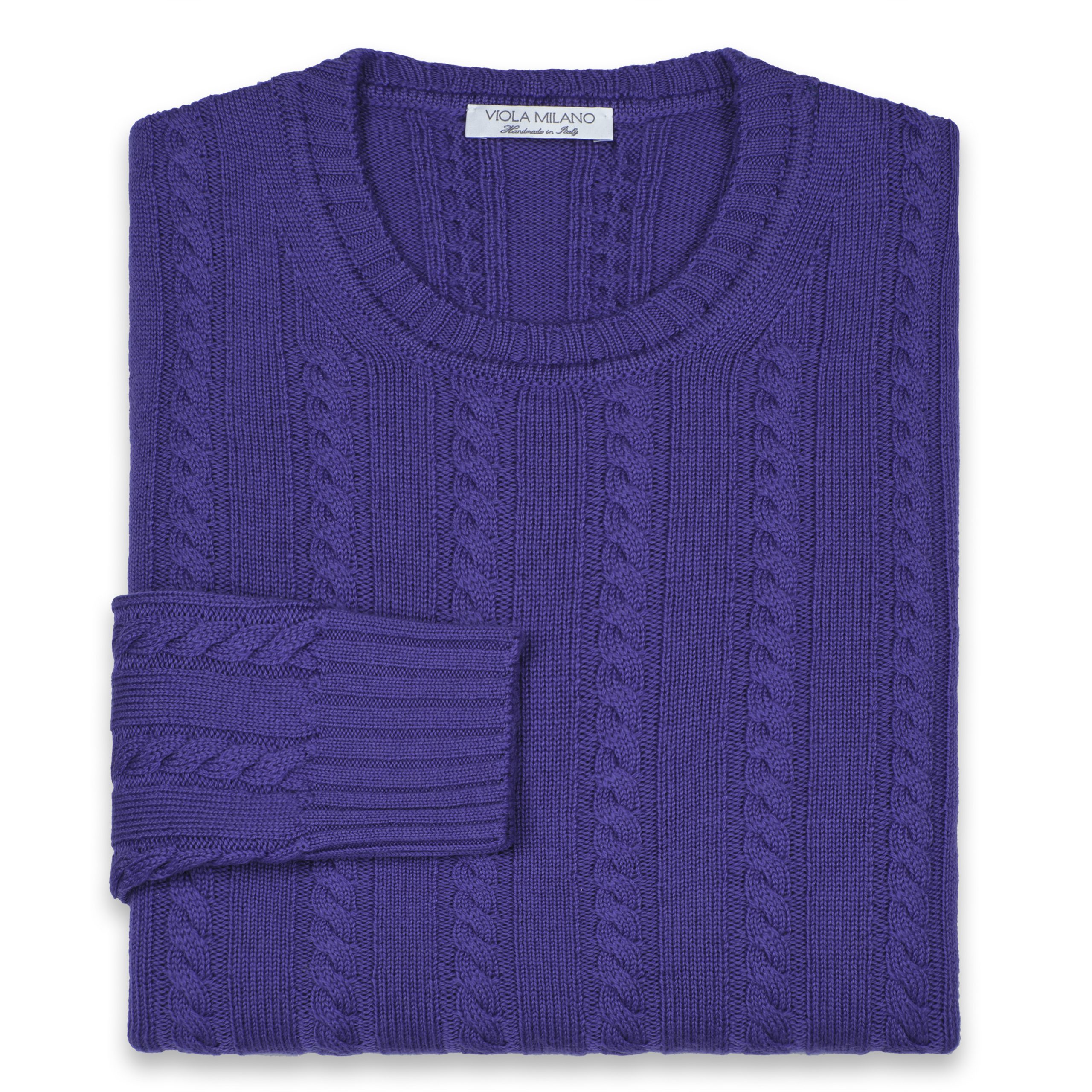 tilstødende stivhed Dokument Cable Knit Lambswool Sweater - Purple • Viola Milano
