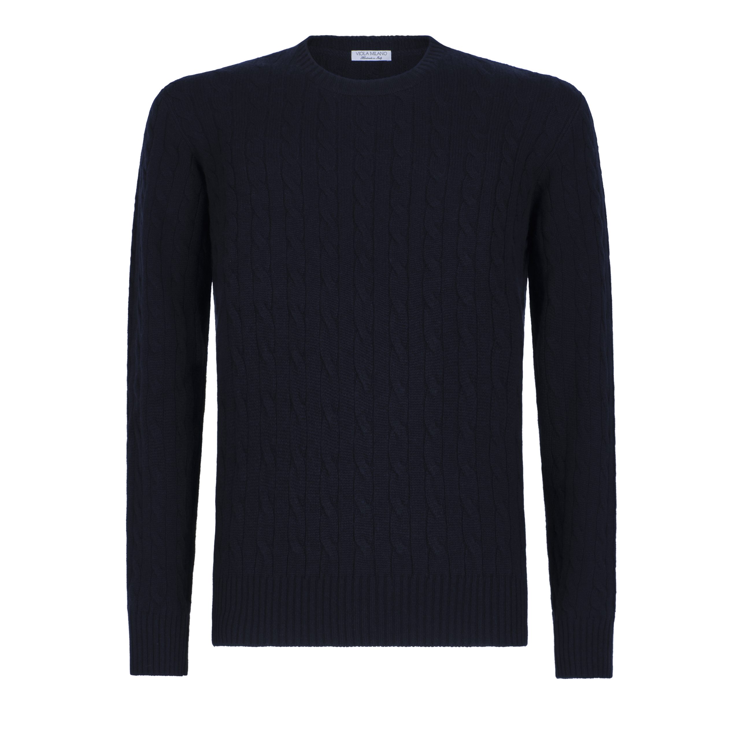 Cable Knit 100% Loro Piana Yarn Cashmere Sweater - Navy - Viola Milano