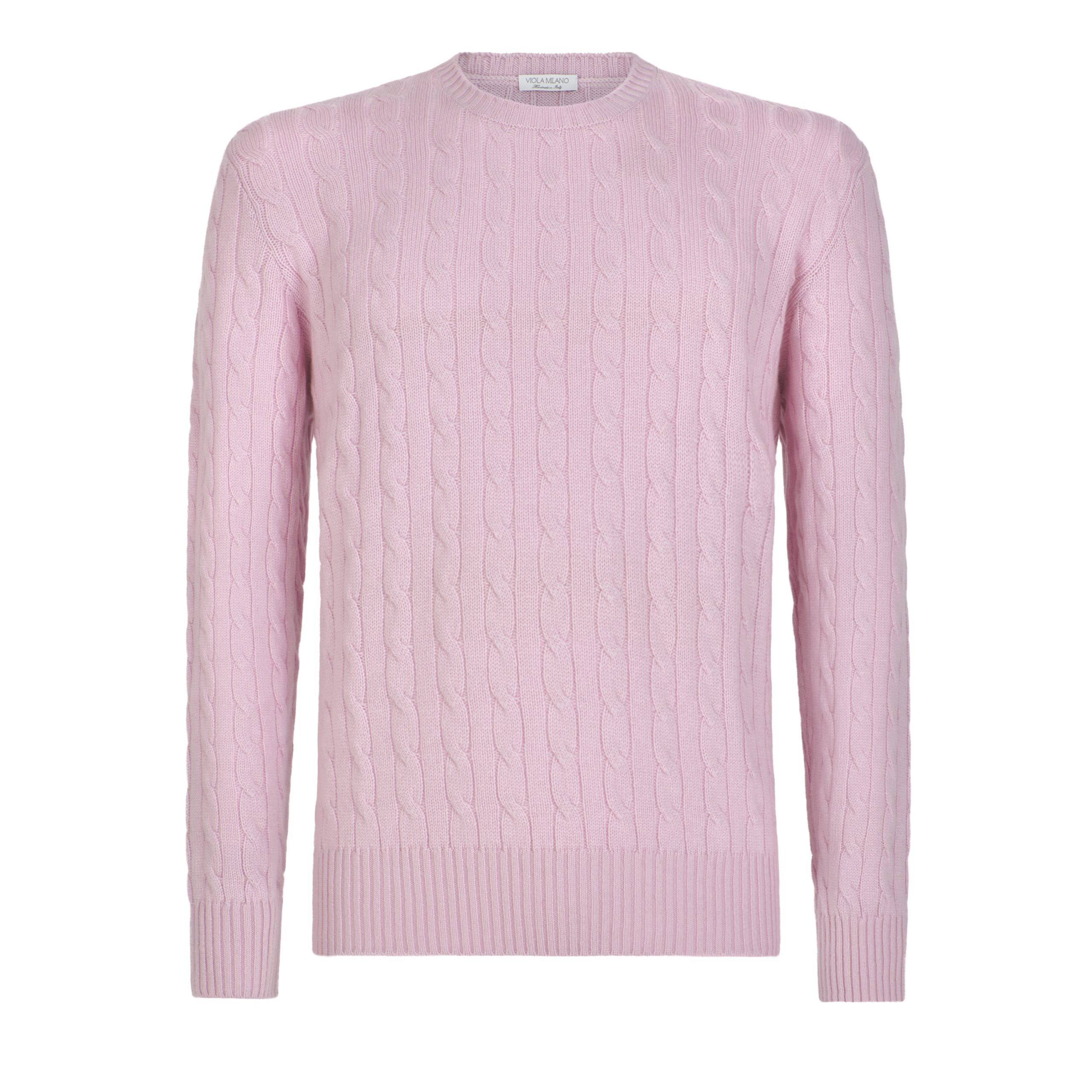 Cable Knit 100% Loro Piana Yarn Cashmere Sweater - Pink - Viola Milano
