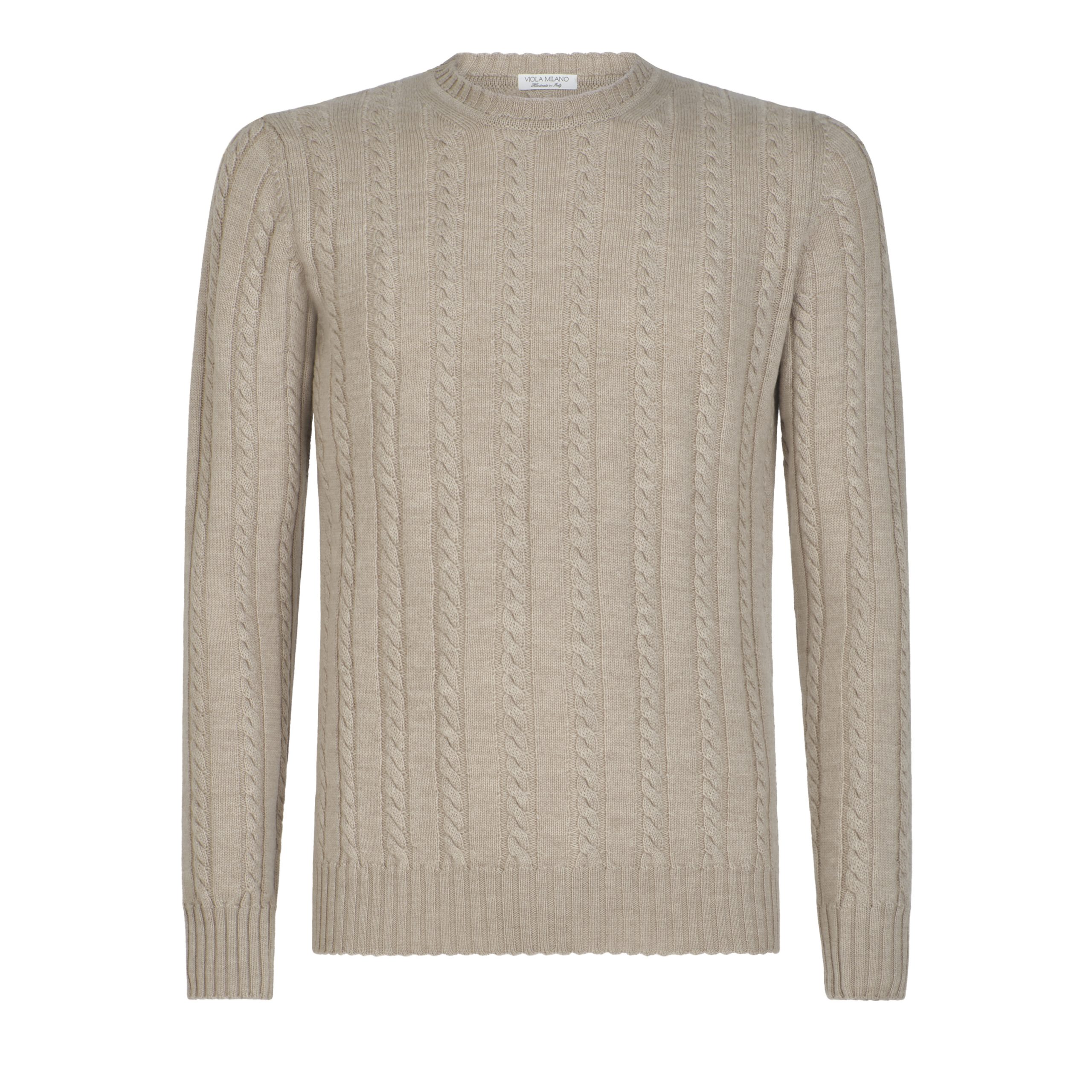 Cable Knit 100% Loro Piana Yarn Cashmere Sweater - Beige - Viola Milano