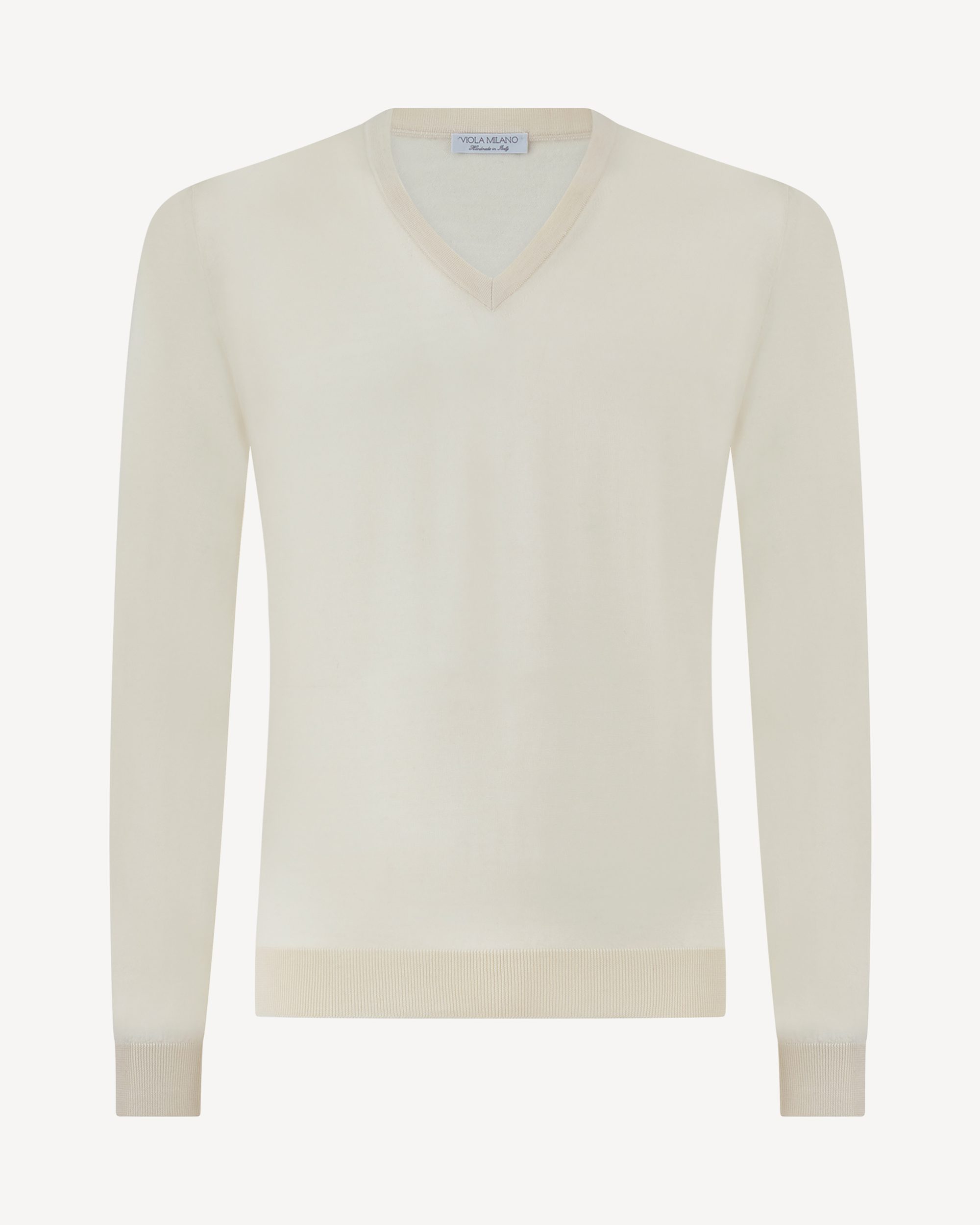 Luxury Cashmere blend V-neck Sweater - Creme