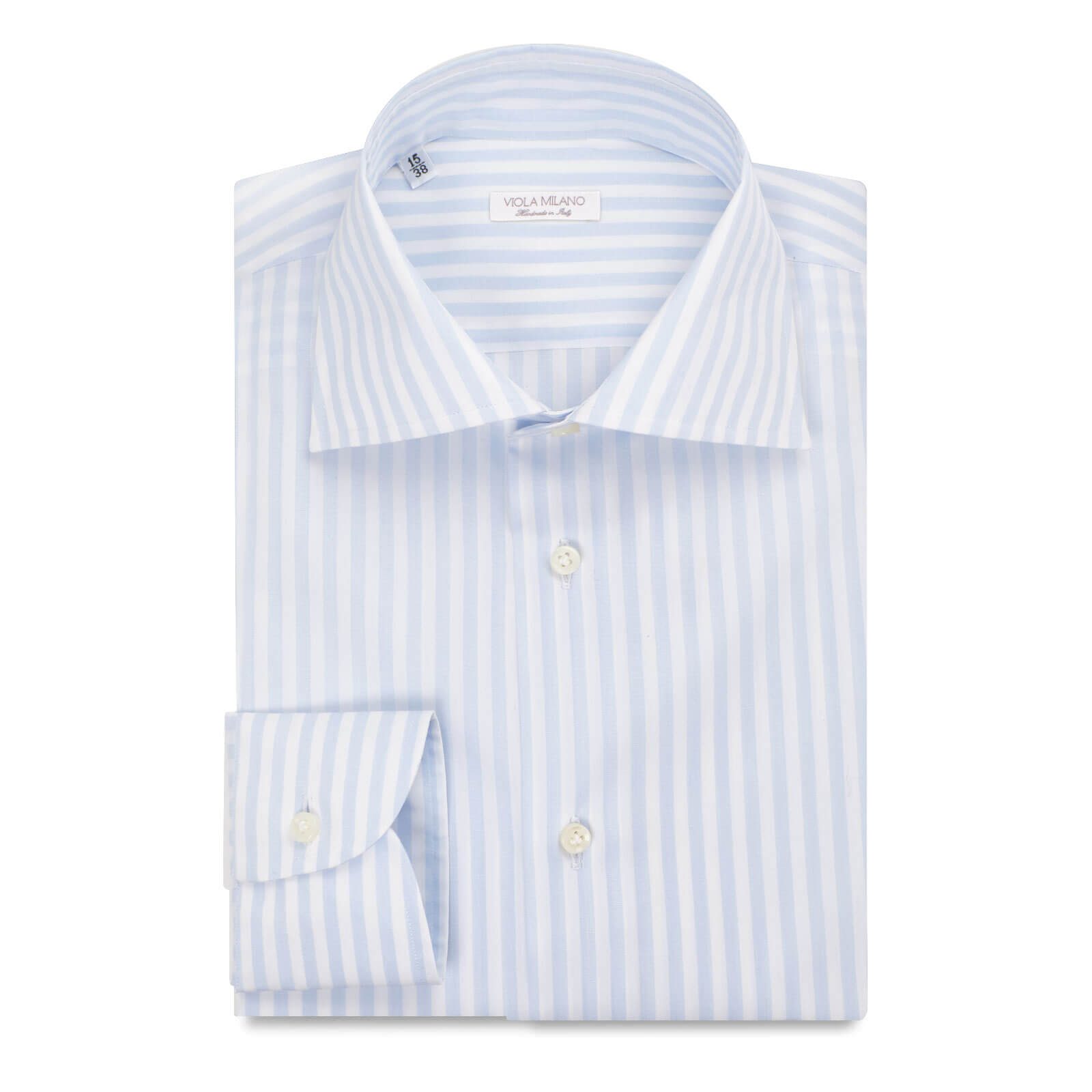 Classic Stripe Cut-away Collar Dress Shirt - Sea/Bianco • Viola Milano