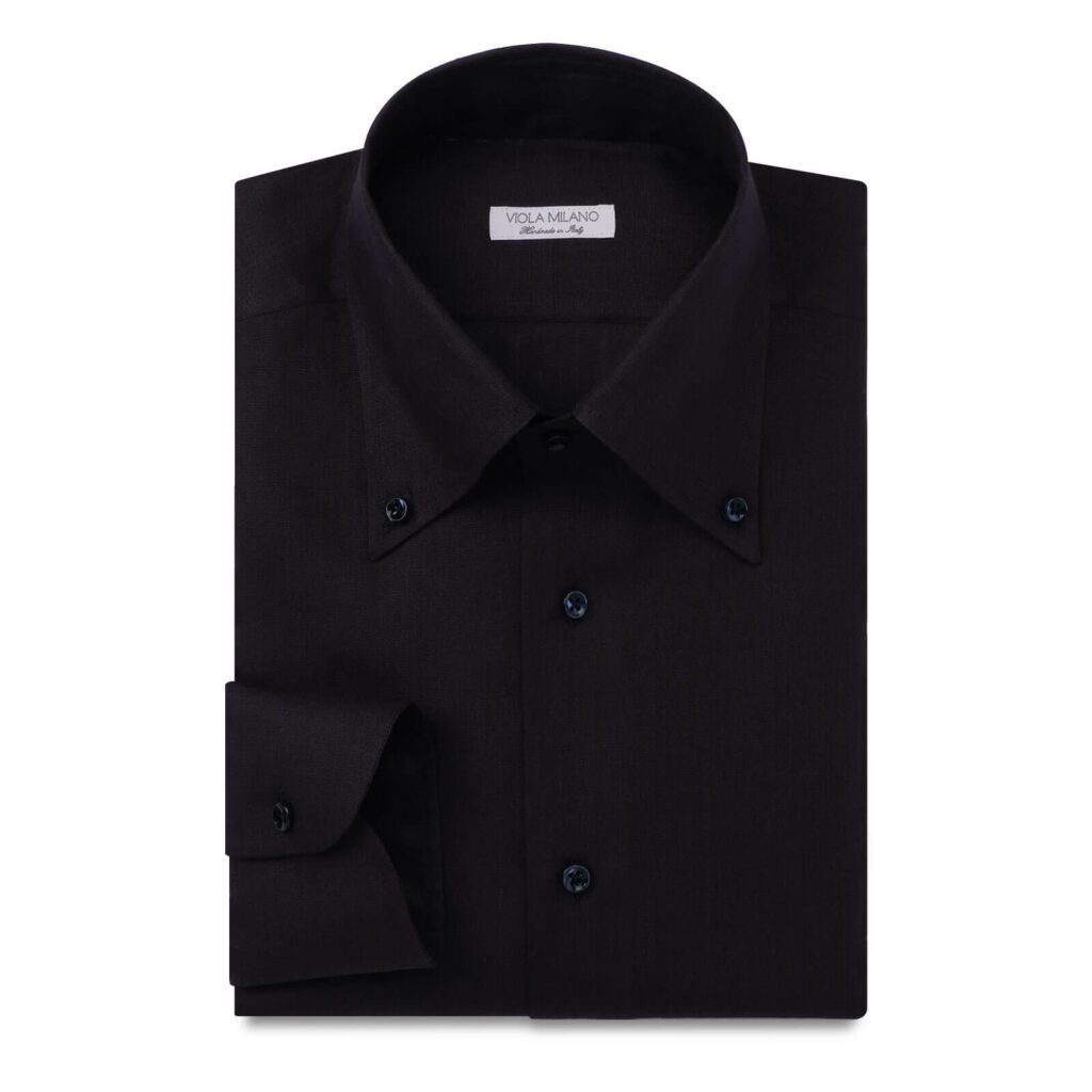 Solid 100% Linen Button-Down Collar Shirt - Midnight Navy • Viola Milano