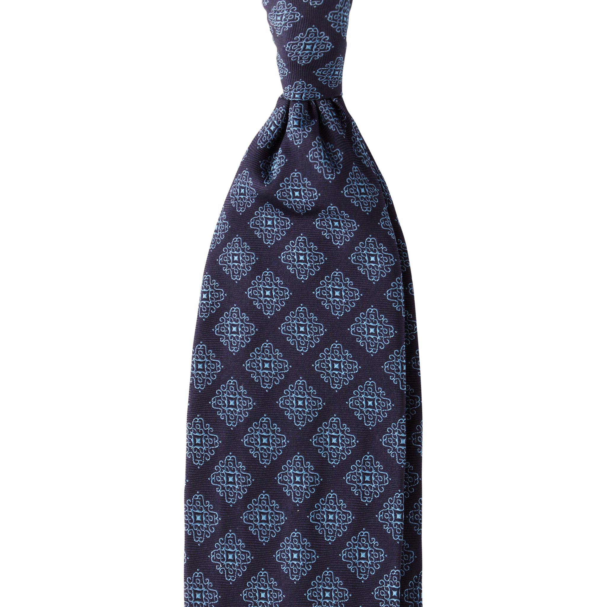 Blue & White Basket Weave Silk Classic Woven Horse Show Tie *New* 