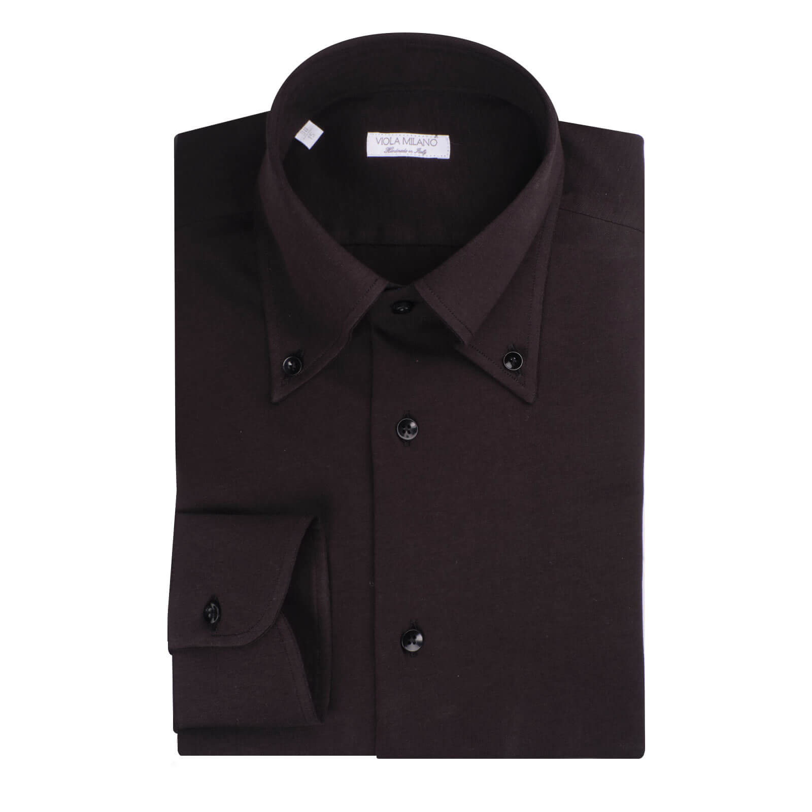 Solid Cotton/Jersey Button-Down Collar ...