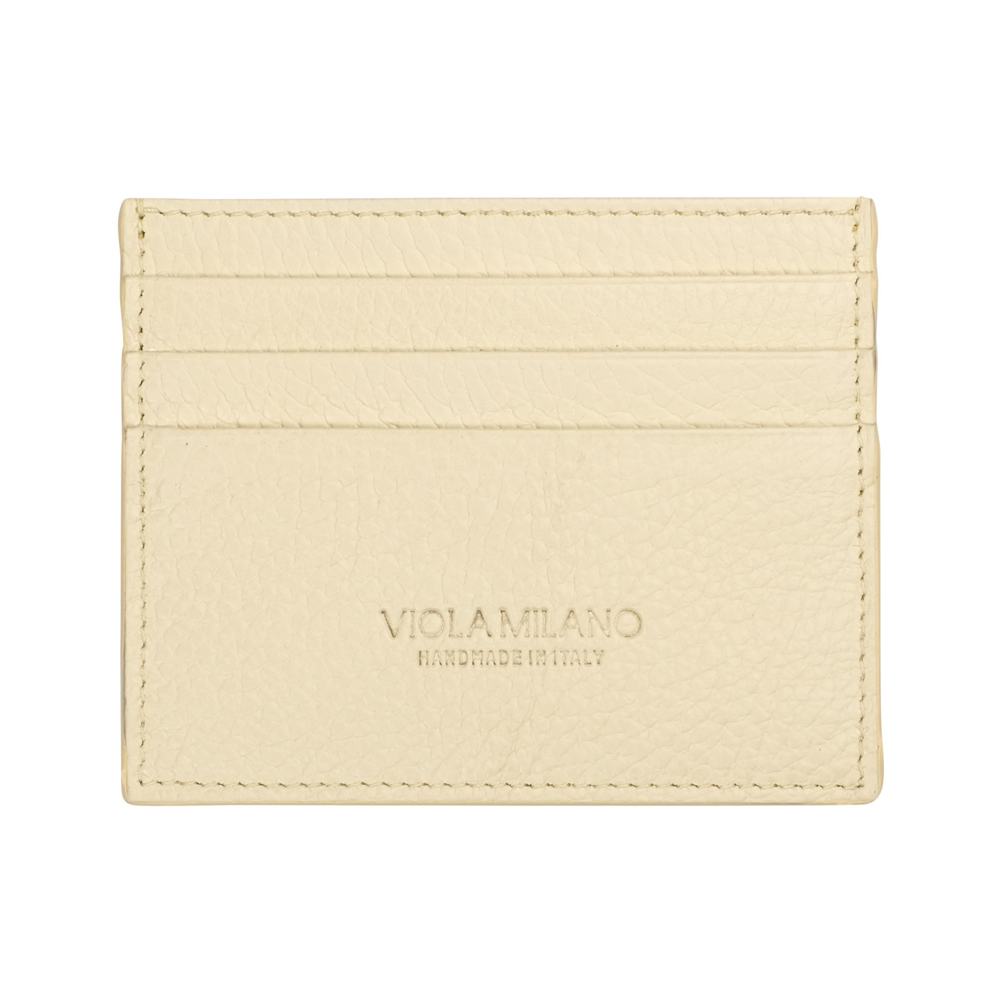Grain Leather Credit Card Holder - Pale Lemon • Viola Milano
