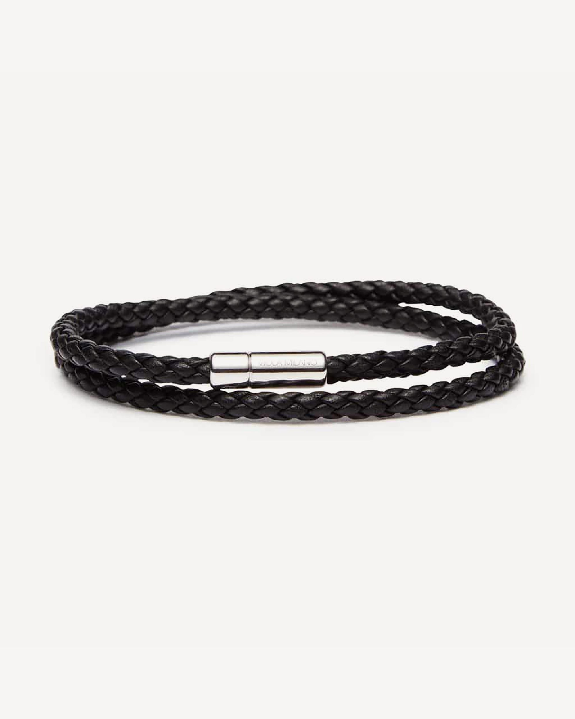Black/Silver Circle Warp Leather Bracelet – Ciunofor