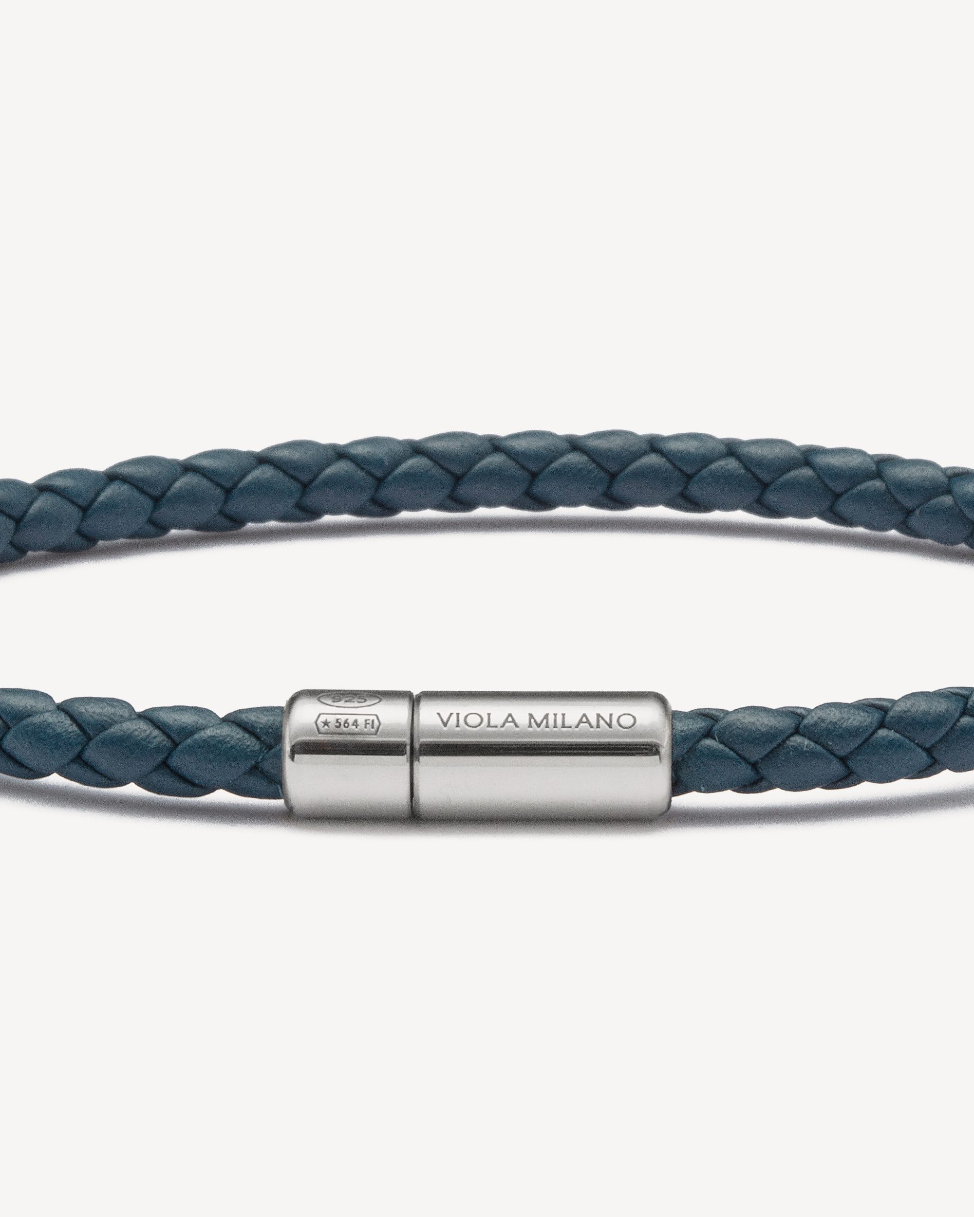 Sea Blue - Braided Italian Leather bracelet • Viola Milano