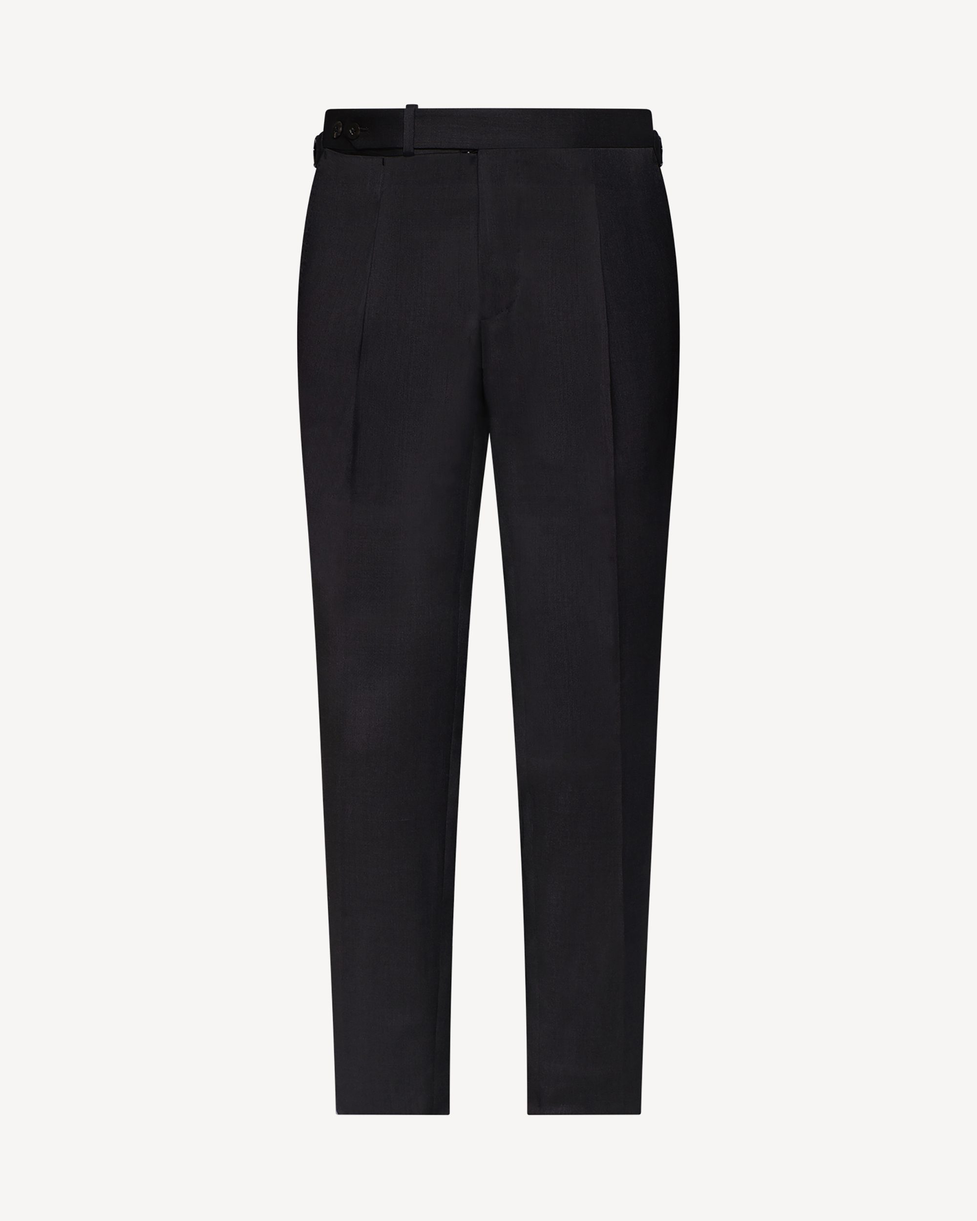 Single Pleated Sartorial Wool Pants With Side Adjusters - Dark Grey ...