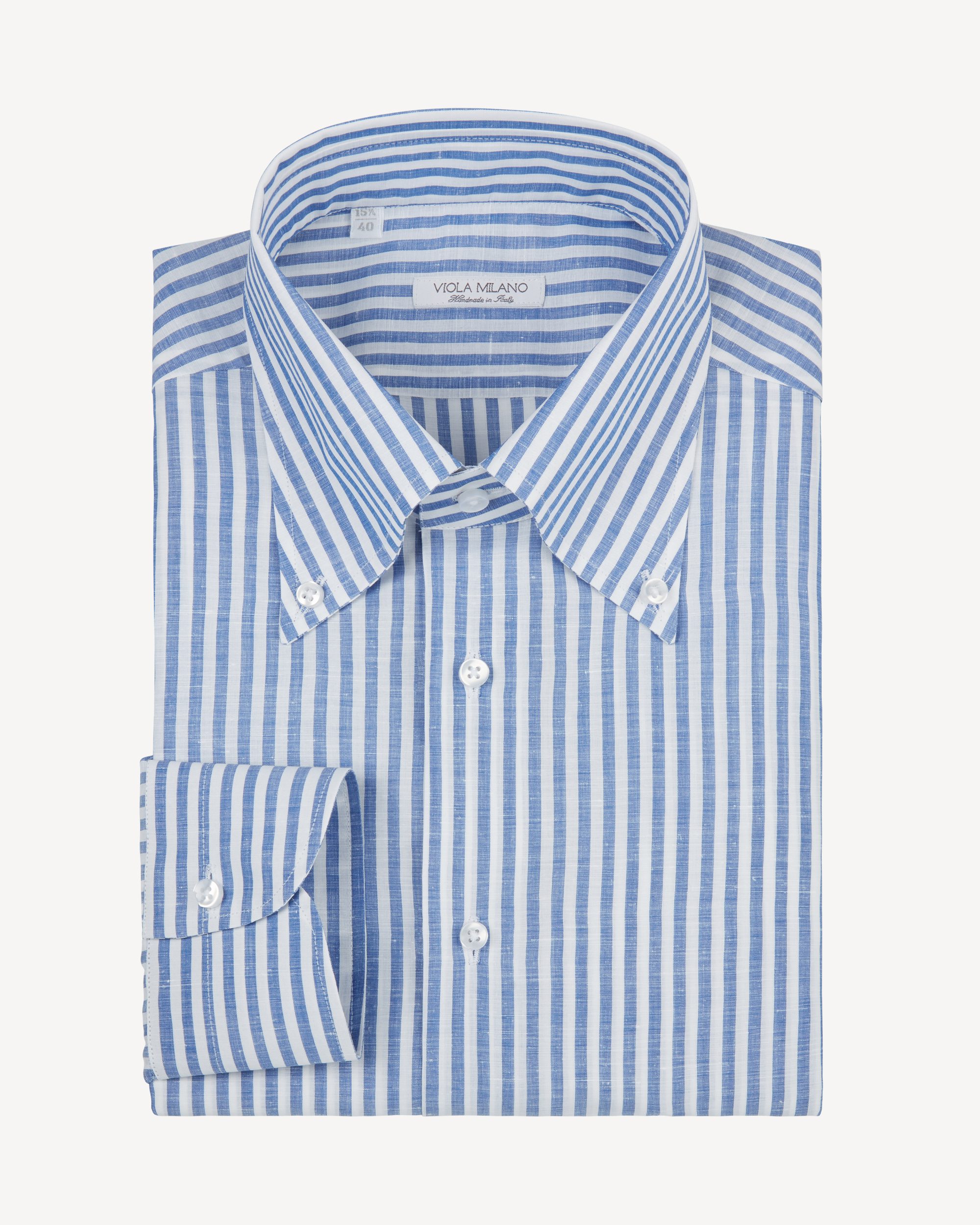Classic Stripe Carlo Riva 100% Linen Button-Down SHIRT – Blue Stripe ...