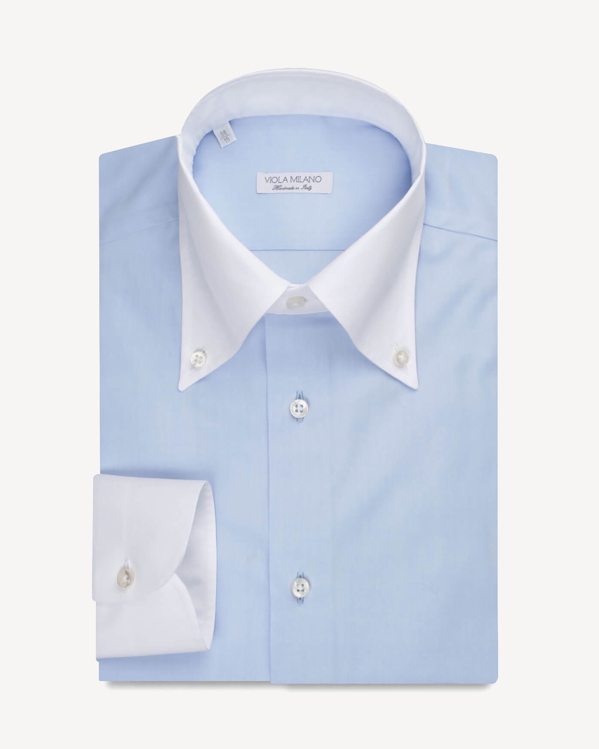 Contrast Collar Button-Down Collar Dress Shirt - Light Blue | Viola Milano
