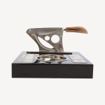 Cigar cutter & Ashtray - Nikel plated brass, Horn and black wood