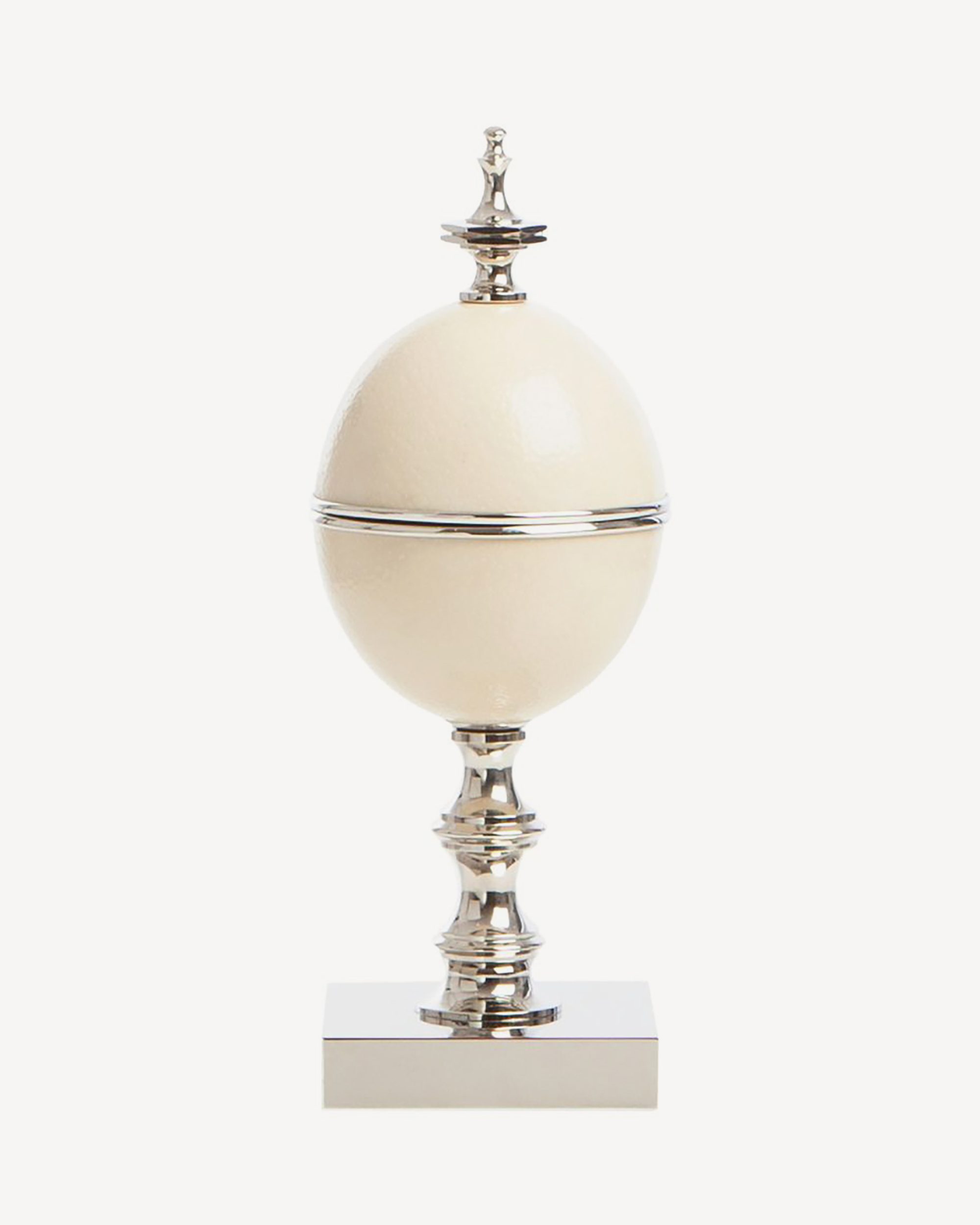 Decorative Ostrich Egg Box on plated brass base