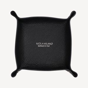 Milanese Grain Leather Change Tray - Black