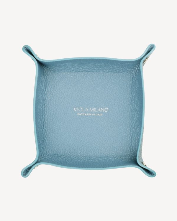 Milanese Grain Leather Change Tray - Blue