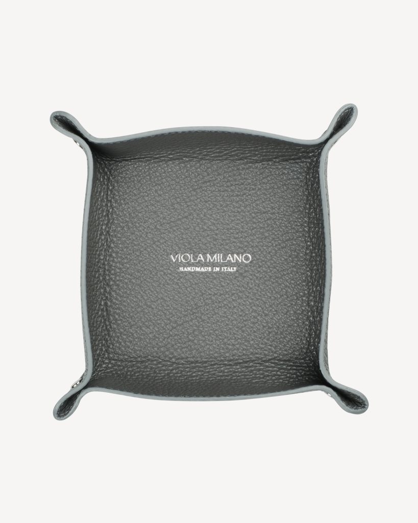 Milanese Grain Leather Change Tray - Grey