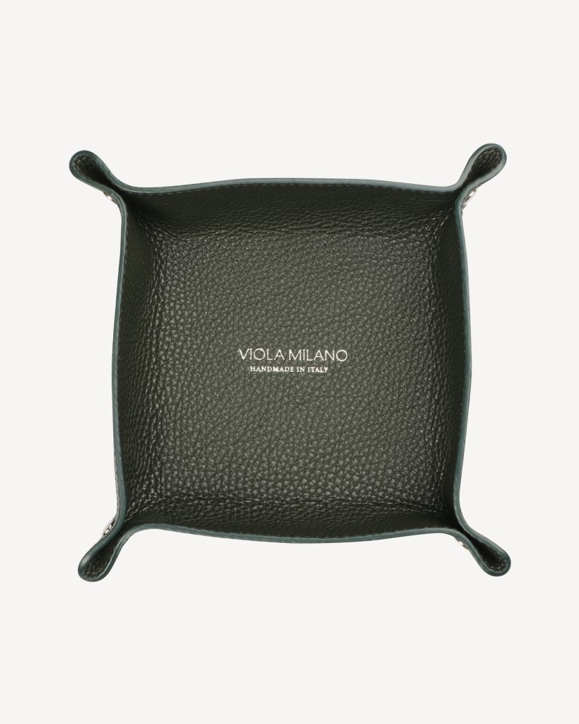 Milanese Grain Leather Change Tray - Loden Green