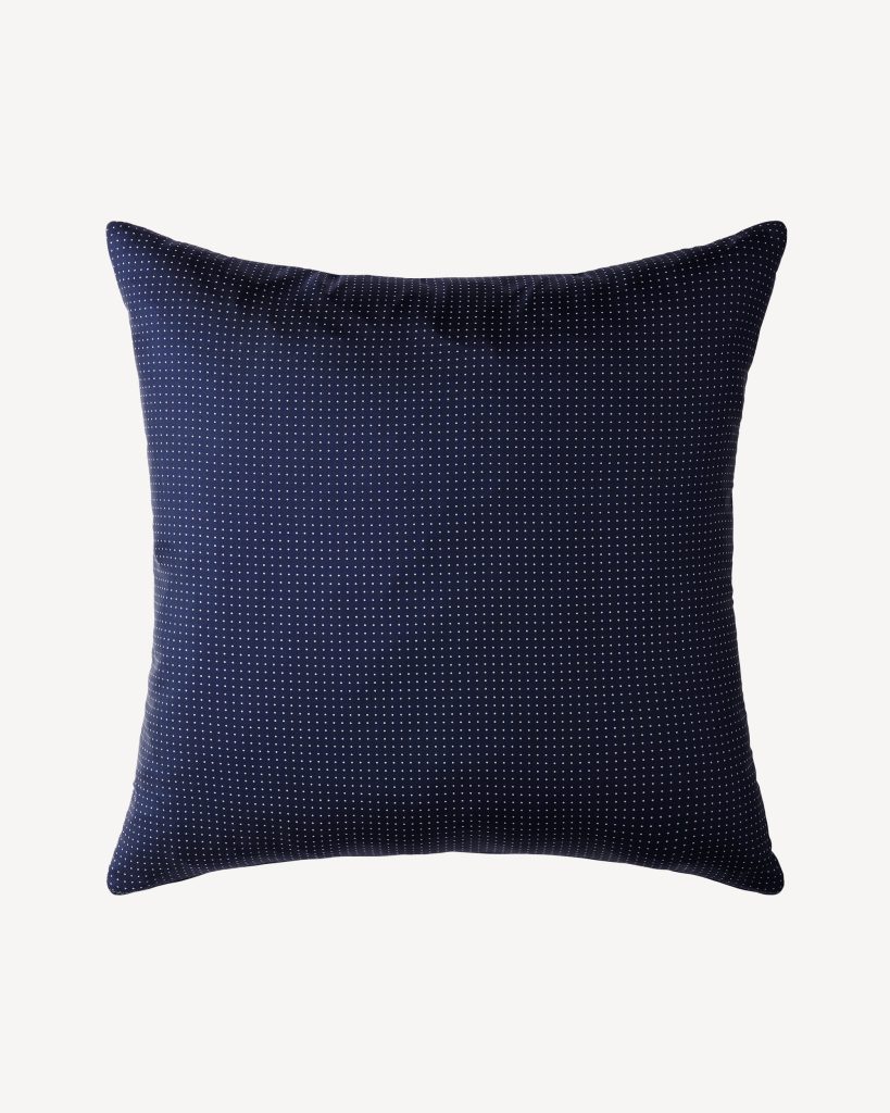 Pino Dot Handprinted Silk Pillow - Navy