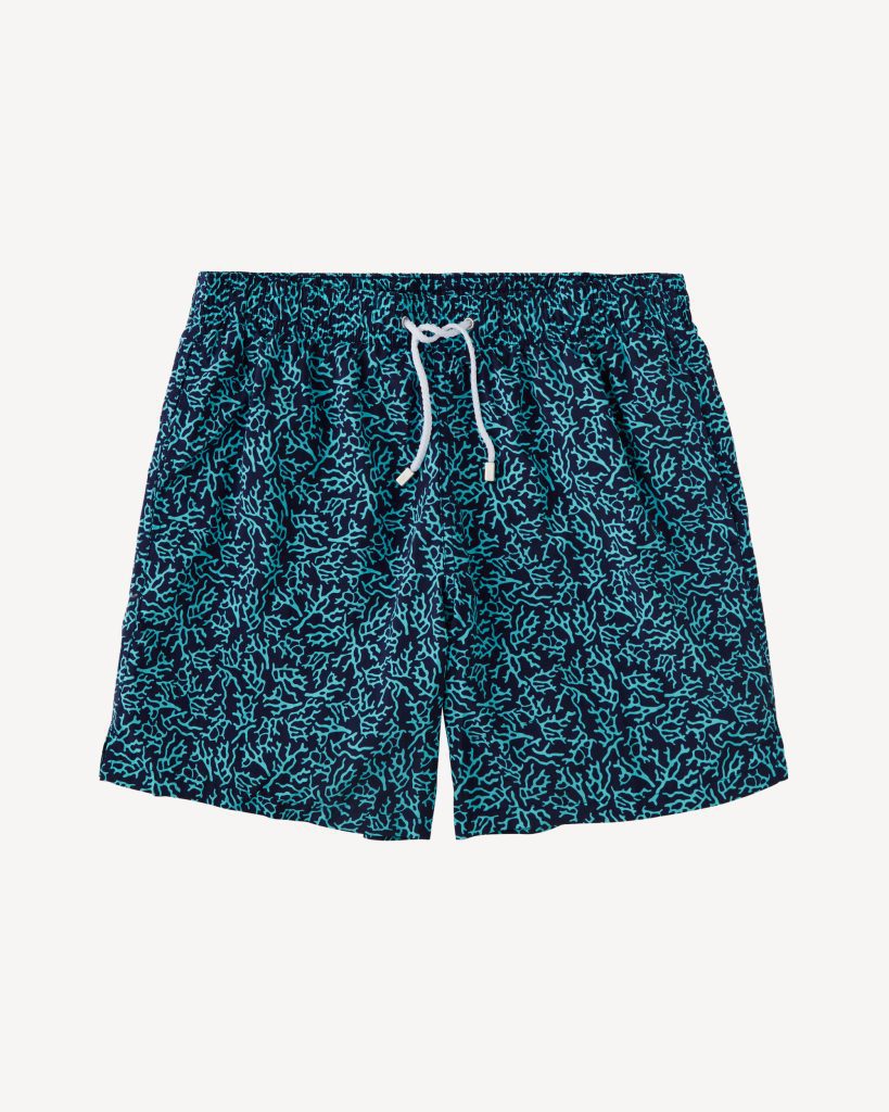 Printed Coral Swimtrunks – Navy/Turquoise