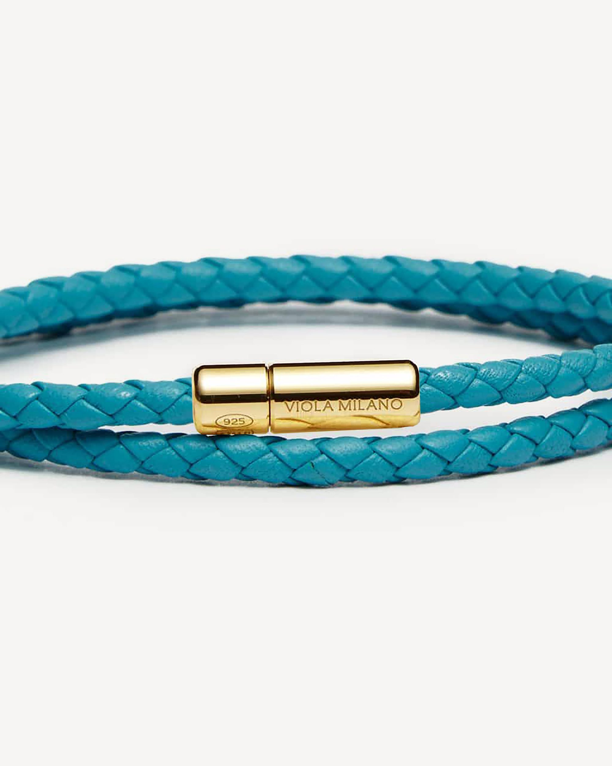 Turquoise Braided Leather Wrap Bracelet