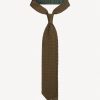 Knitted Zig Zag V-End Pattern Silk Tie - Olive