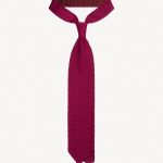 Knitted Zig Zag V-End Pattern Silk Tie - Fuschia