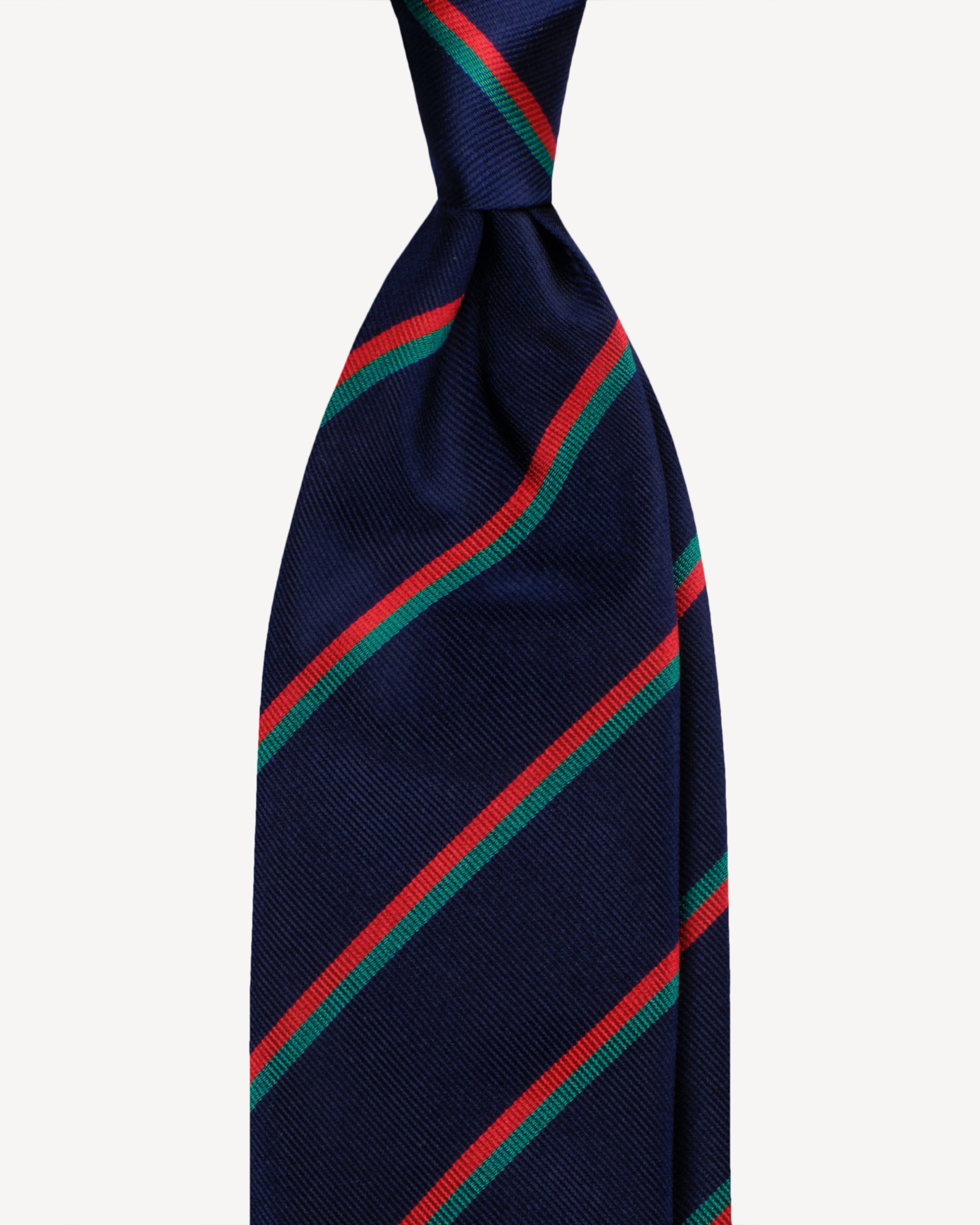 Italian Stripe Handrolled Vintage Silk Tie - Navy Mix