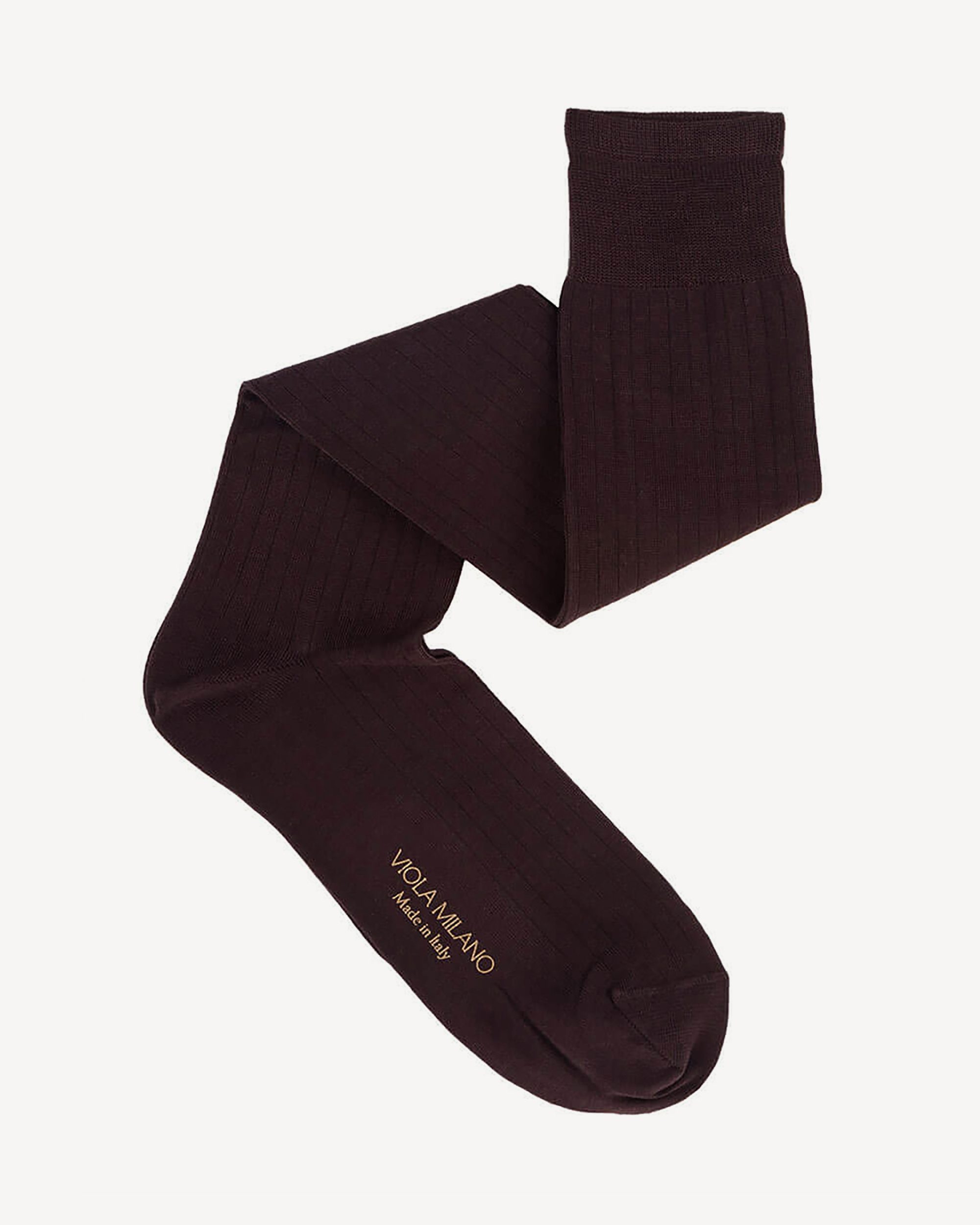 Solid Over-The-Calf Cotton/Silk Socks – Dark Brown