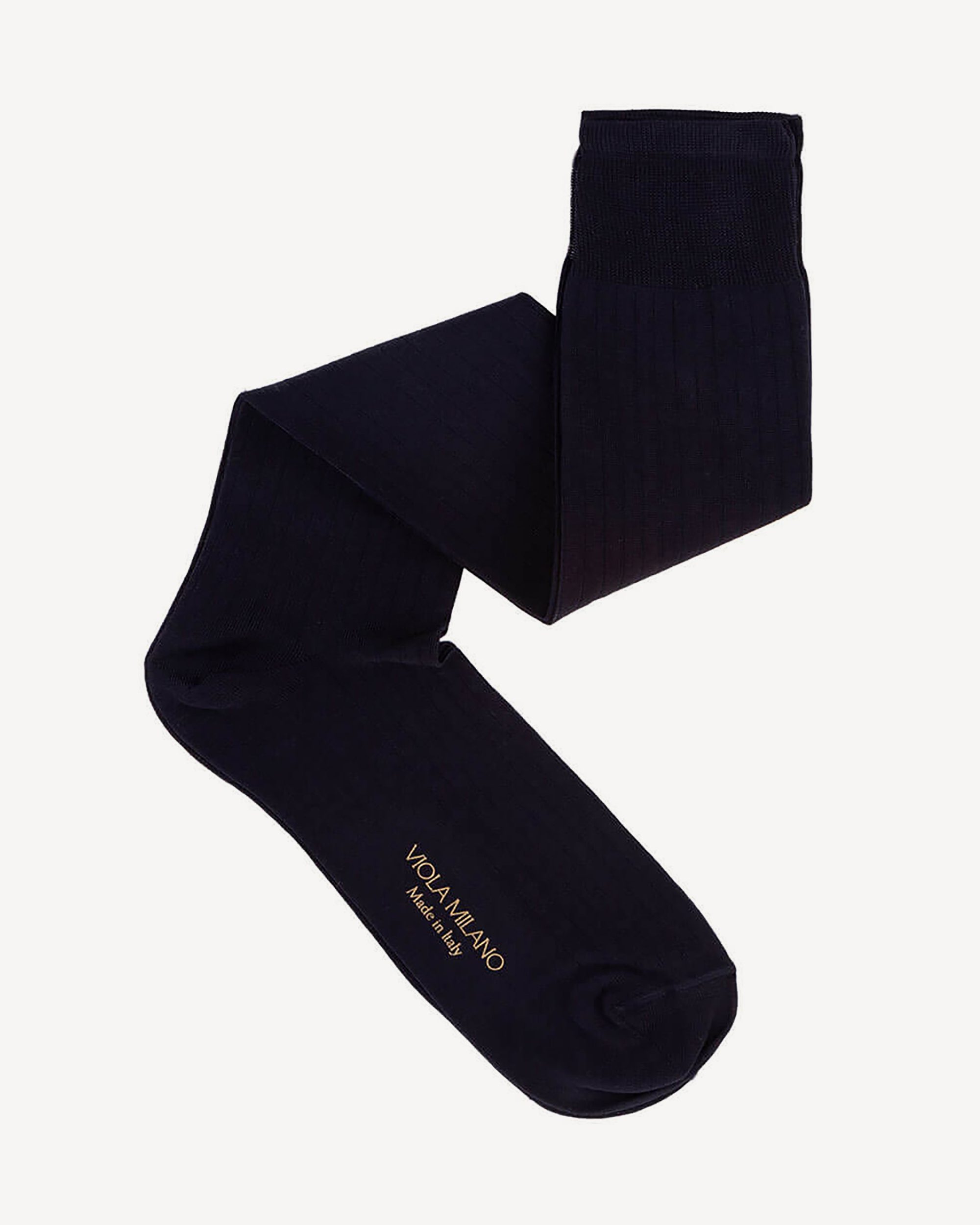 Solid Over-The-Calf Cotton/Silk Socks – Navy