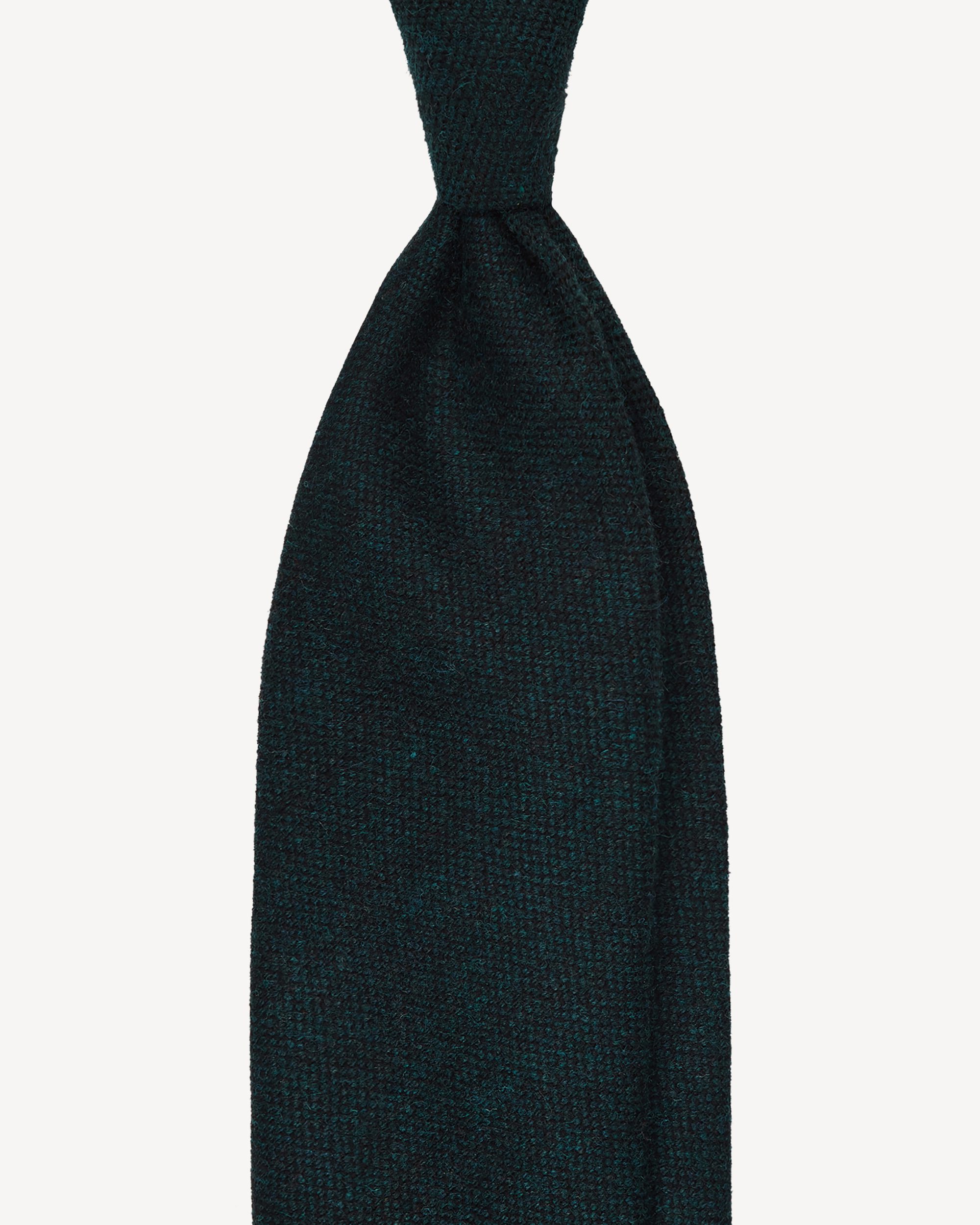 Classic Solid Shetland/Donegal Wool Untipped Tie - Forest | Viola Milano