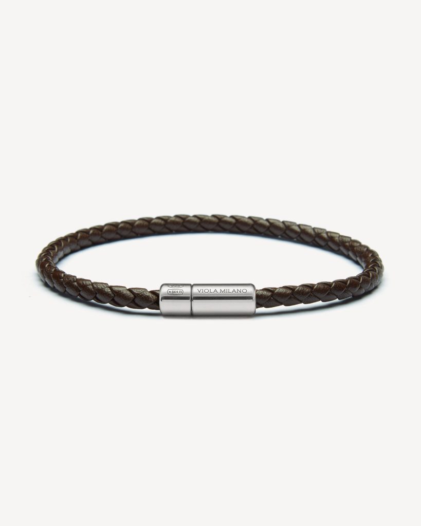 Brown - Double Braided Italian Leather bracelet • Viola Milano