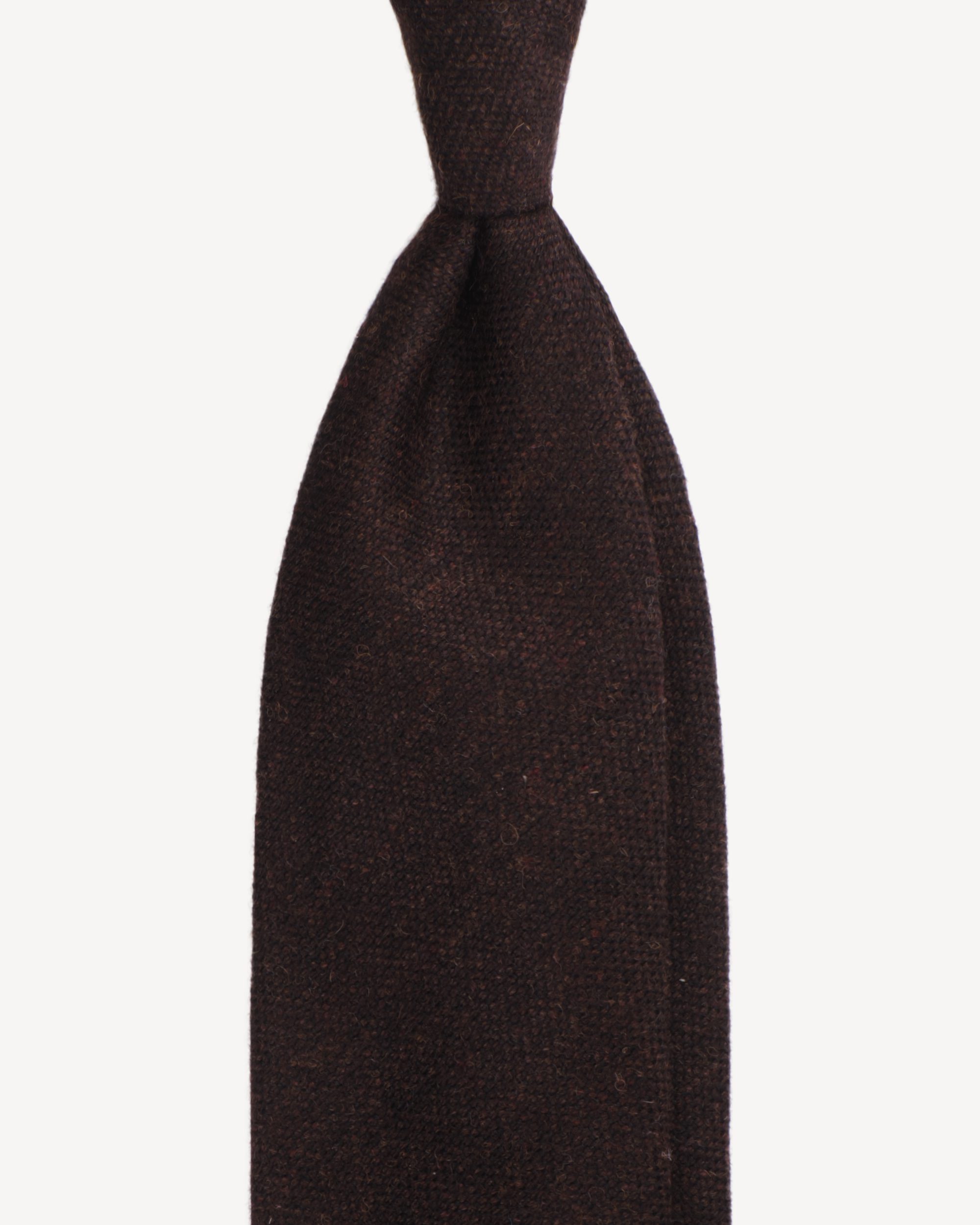 Classic Solid Shetland/Donegal Wool Untipped Tie - Brown | Viola Milano