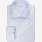 Handmade Solid Blue New York Cut Away Collar Dress Shirt - A timeless classic embodying comfort and sophistication for every occasion.