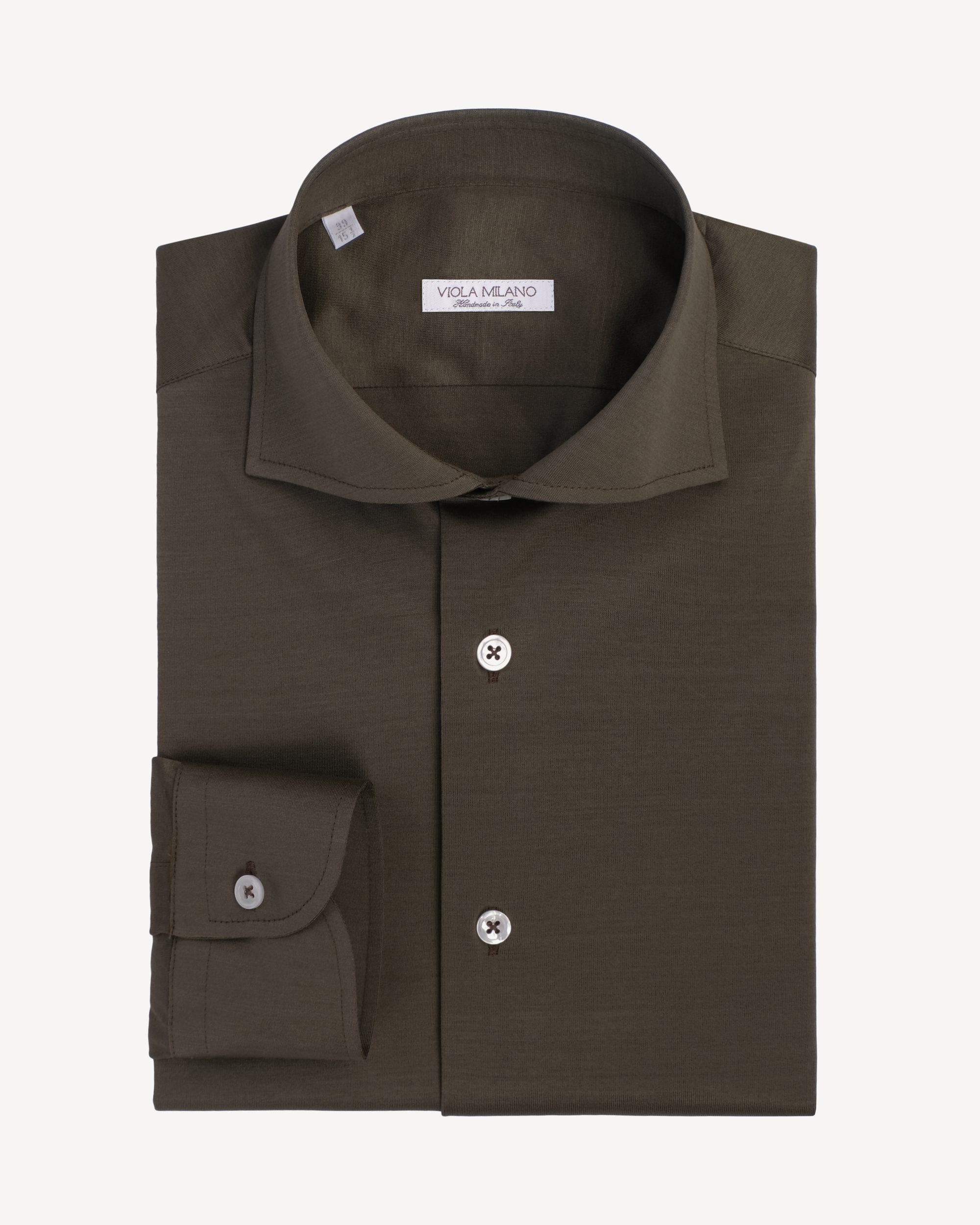 Solid Cotton Stretch Cut-away Collar Dress Shirt - Olive Green | Viola ...